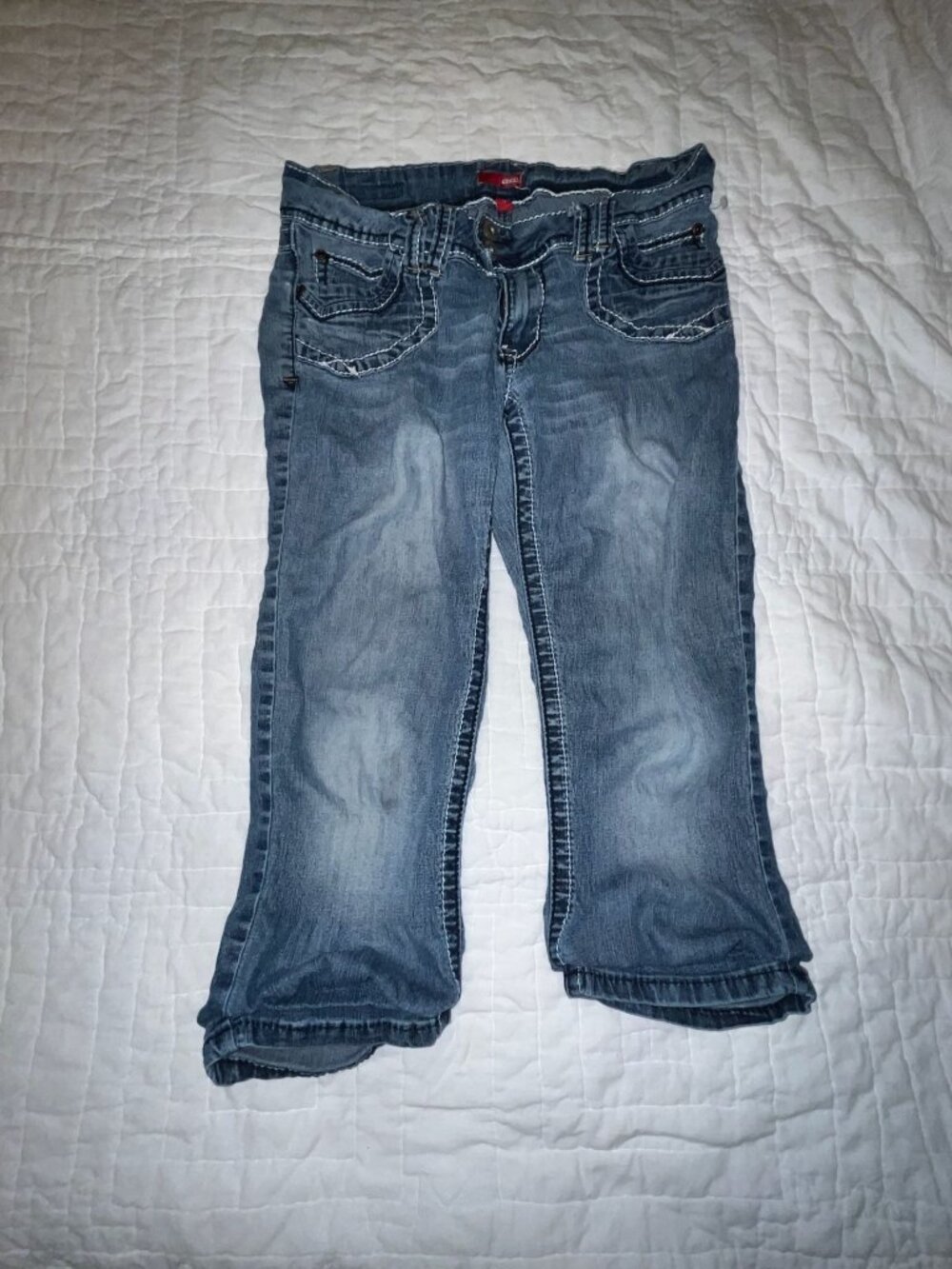 Bongo Womens Medium Wash Low-Rise Bootcut Jeans Size 11 With Back Pocket Detail
